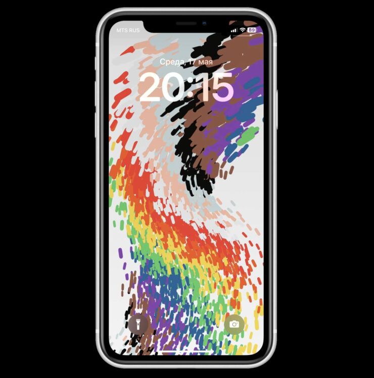 Обои с радугой на Айфон. Здесь главное — правильно подобрать шрифт и его цвет. Фото.