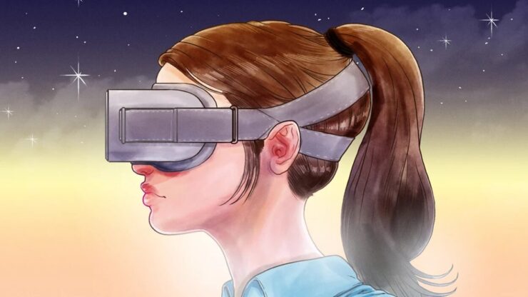 Примерно так Reality Pro будет смотреться на голове. Фото.