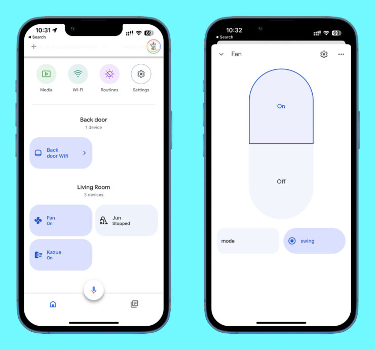 Умный вентилятор Xiaomi. Вот так выглядит управление Smartmi Standing Fan 3 через Google Home. Фото.