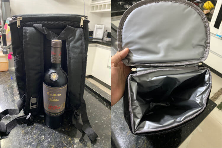 Терморюкзак для еды и напитков. Термопрокладка препятствует повышению температуры внутри рюкзака. Фото.