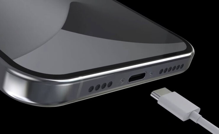 iPhone с USB-C. В корпусе iPhone новый разъем займет немного больше места. iPhone с USB-C. В корпусе iPhone новый разъем займет немного больше места. Фото.
