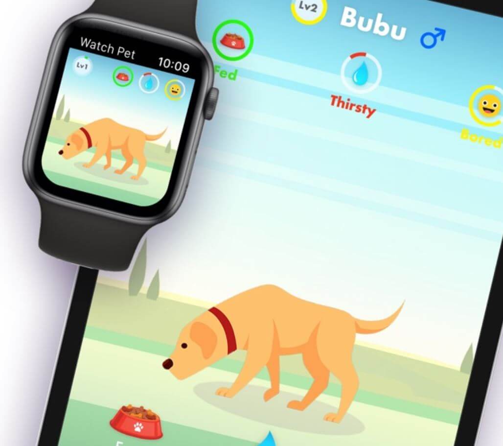 Watch Pet — тамагочи для Apple Watch. Watch Pet — отличная игра с животными на Apple Watch. Фото.
