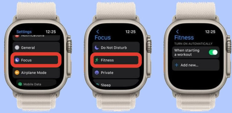 Как включить “Не беспокоить” на Айфоне. Проверьте, что фокусирование привязалось к тренировке. Фото.