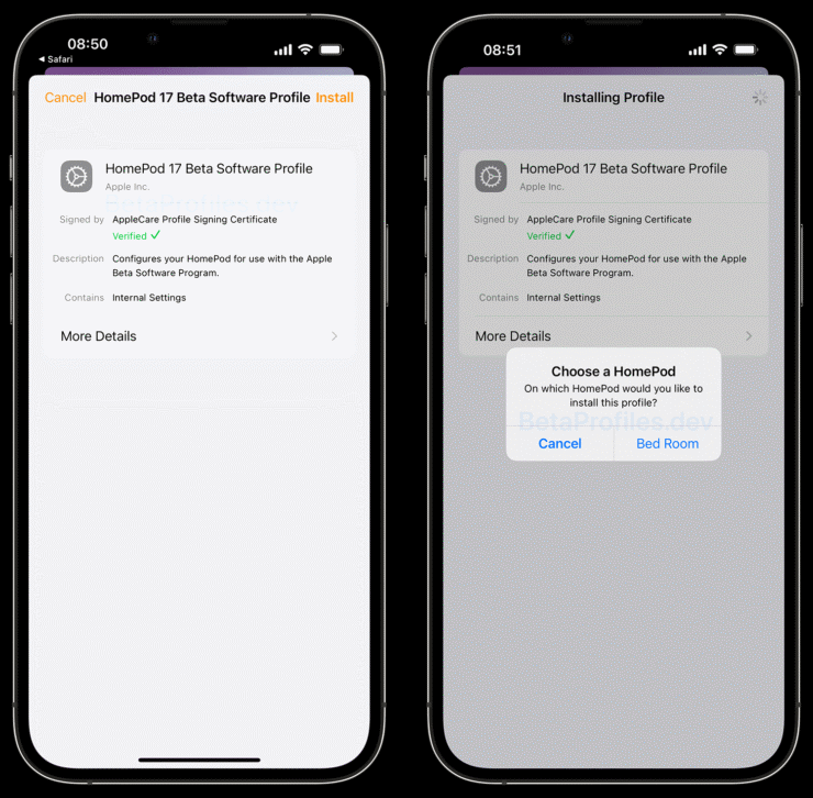 Как установить обновление HomePod 17 beta. Для HomePod, как и прежде, нужен бета-профиль. Фото.