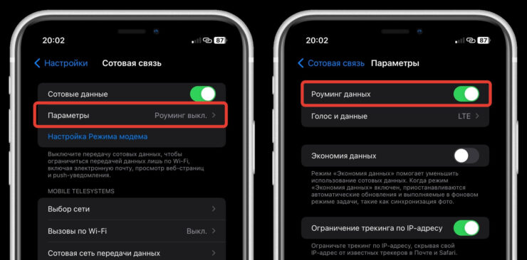 Как включить роуминг на Айфоне. “Роуминг данных” незаменимая опция в поездках. Фото.