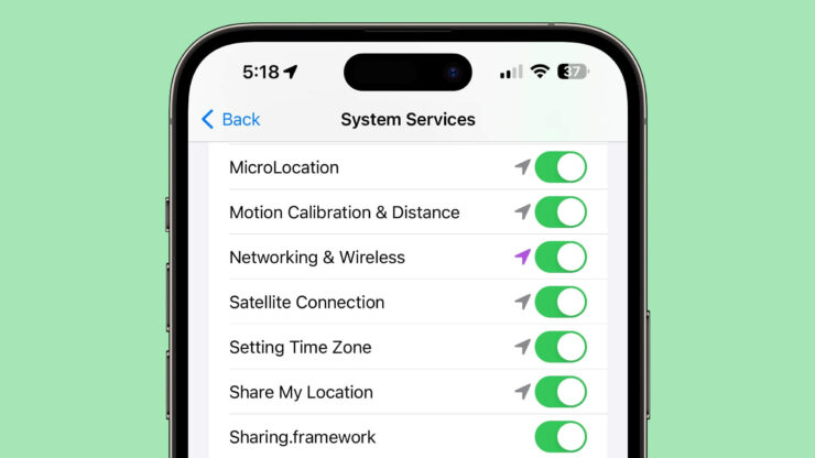 Что нового в iOS 17 beta 2. Новый пункт Микролокации. Фото.