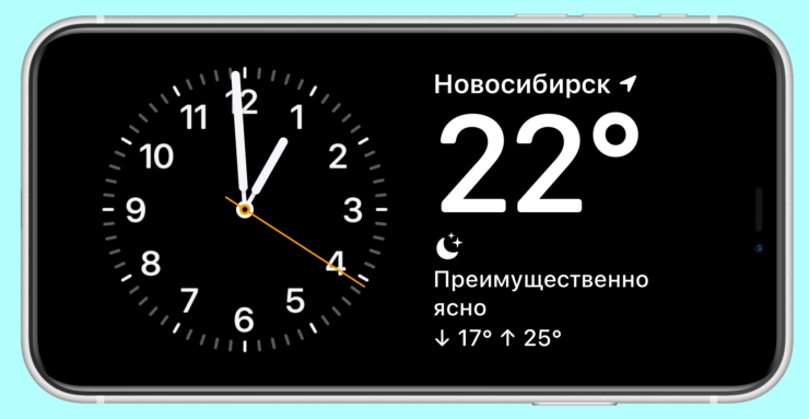 Часы и нужный вам виджет занимает весь экран. Фото.