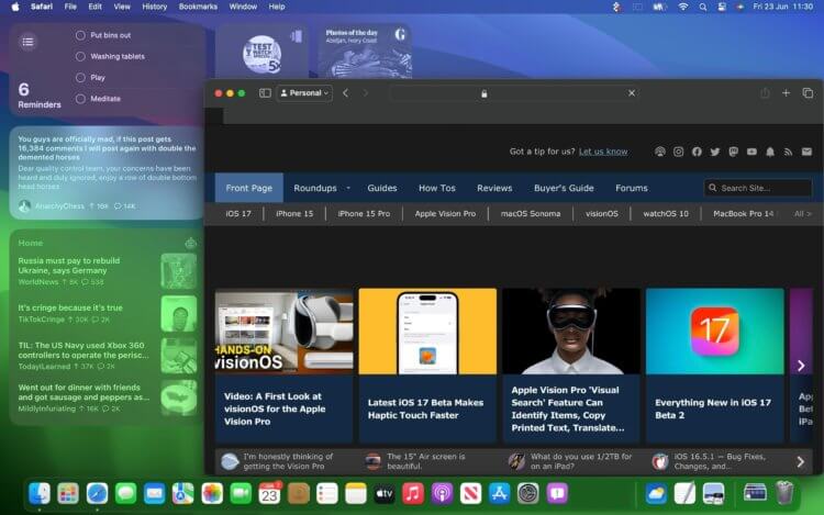 Интерактивные виджеты Mac OS. Виджеты на рабочем столе не отвлекают от информации в активном окне приложения. Интерактивные виджеты Mac OS. Виджеты на рабочем столе не отвлекают от информации в активном окне приложения. Фото.