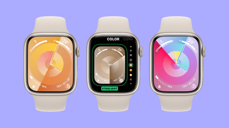 Новые циферблаты для Apple Watch. Все сочетания выглядят очень интересно. Фото.
