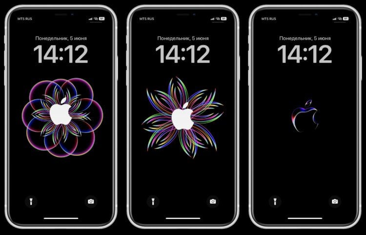 Крутые обои с черным фоном для iPhone в стиле WWDC 2023
