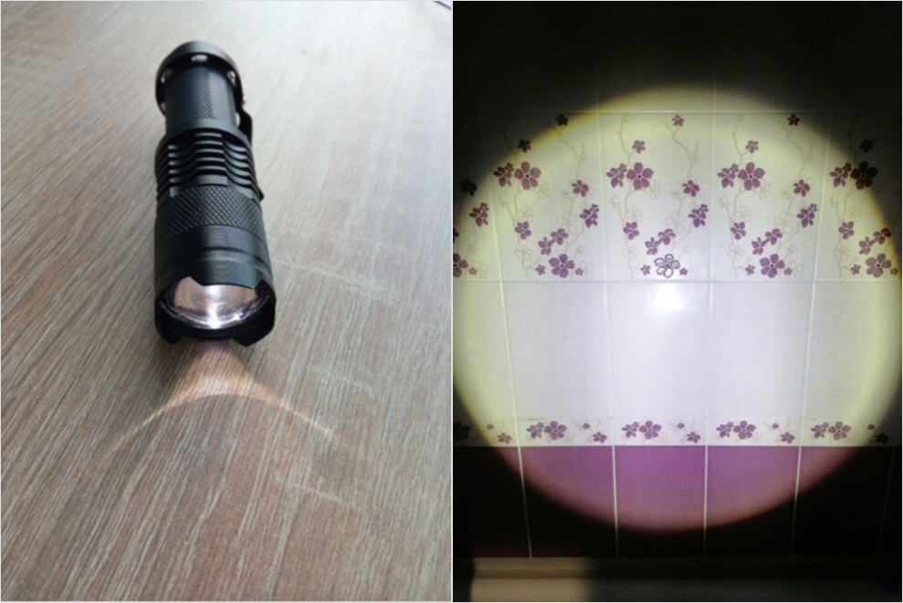 Лёгкий защищённый фонарик. Этот фонарик такой маленький и лёгкий, что его можно даже носить в кармане рубашки. Фото.