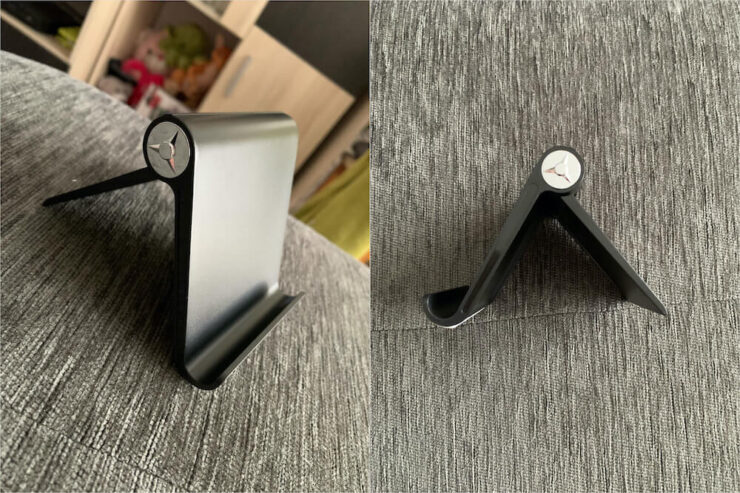 Недорогая подставка для телефона. Эта подставка удобна тем, что позволяет установить её под любым углом. Недорогая подставка для телефона. Эта подставка удобна тем, что позволяет установить её под любым углом. Фото.