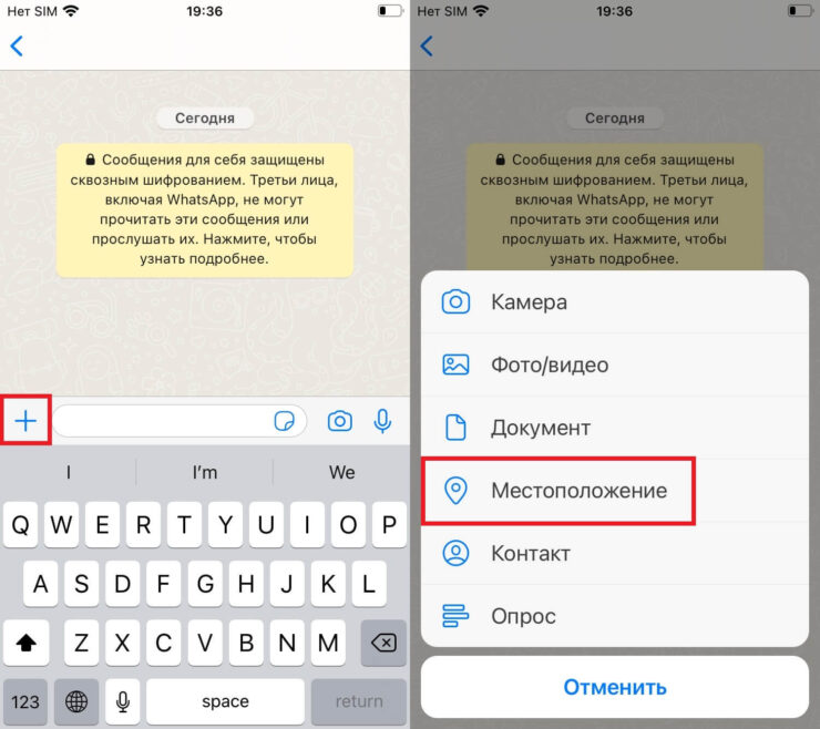 Как отправить геолокацию по Ватсапу. Пункт «Местоположение» не отображается на привязанных Apple iPhone. Фото.