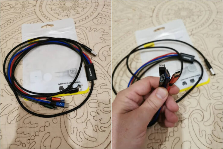 Кабель 4 в 1 с AliExpress. Это кабель от Baseus — очень известного бренда. Фото.