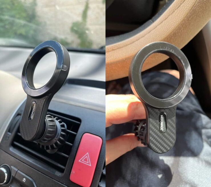 Держатель для телефона в машину. Просто прислоните Айфон спинкой к держателю, и он надежно на нем зафиксируется. Фото.