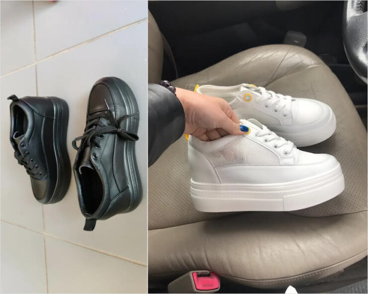 Кожаные кеды для женщин. В Китае немало хороших обувных брендов. Фото.