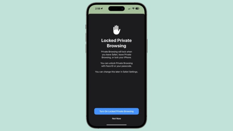 Что нового в iOS 17 Public Beta 3. Первый запуск Частного доступа в Сафари теперь будет встречать вас вот такой заставкой. Фото.
