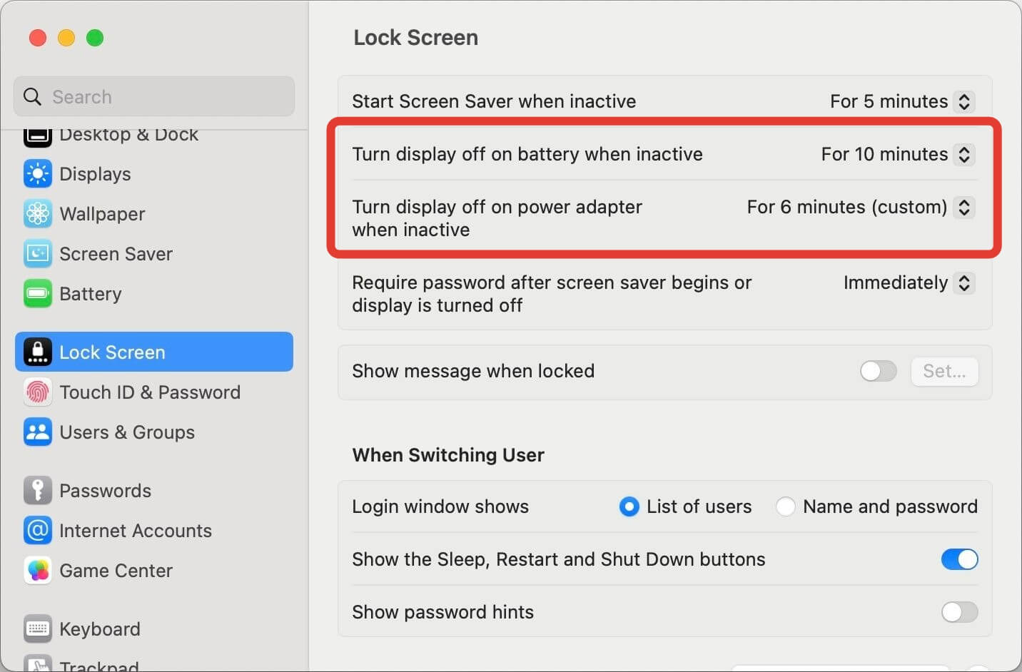 Как включить режим сна на Макбуке. В macOS Ventura все настройки спящего режима размещены в одном месте. Фото.