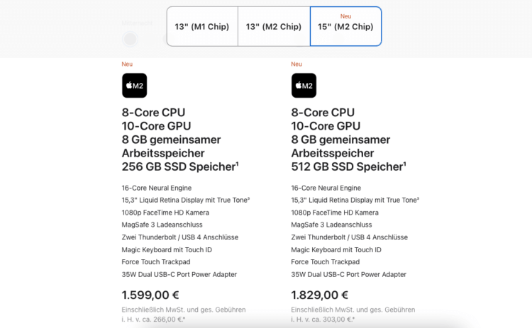 Что лучше: MacBook Air 15″ или MacBook Pro 13″. В Германии новый MacBook Air 15″ в базовой версии стоит 1599 евро. Курс пересчитаете сами. Что лучше: MacBook Air 15″ или MacBook Pro 13″. В Германии новый MacBook Air 15″ в базовой версии стоит 1599 евро. Курс пересчитаете сами. Фото.