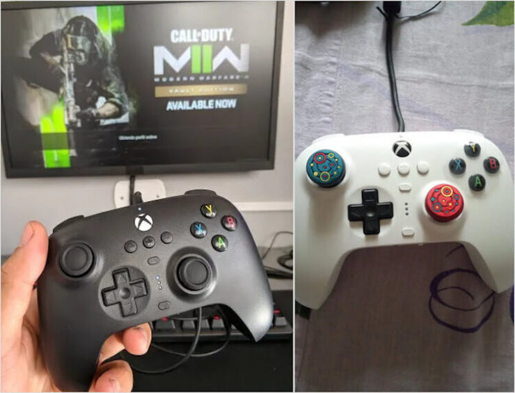 Недорогой контроллер для Xbox. Проводной контроллер не менее удобен, чем беспроводной, но уж точно более надёжен. Фото.