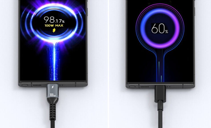 Почему смартфон медленно заряжается. Для быстрой зарядки нужен подходящий кабель. Фото.