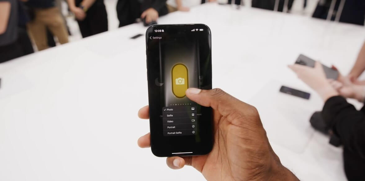 Как настроить новую кнопку в iPhone 15 Pro. При выборе запуска камеры у вас будет возможность выбрать режим съемки. Фото.