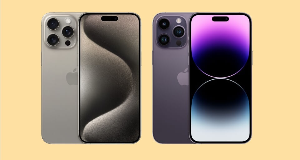 Размеры iPhone 15 Pro. На изображении с официального сайта Apple хорошо видно разницу в рамках вокруг экрана. Фото.