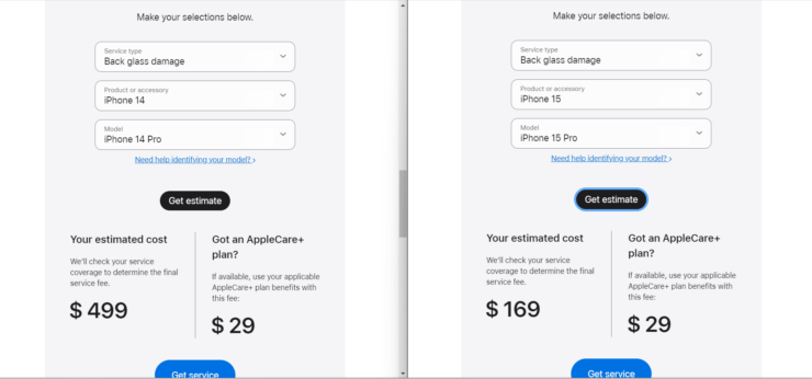 Ремонт iPhone 15 Pro Max. Цена на замену задней панели заметно снизилась. Фото.