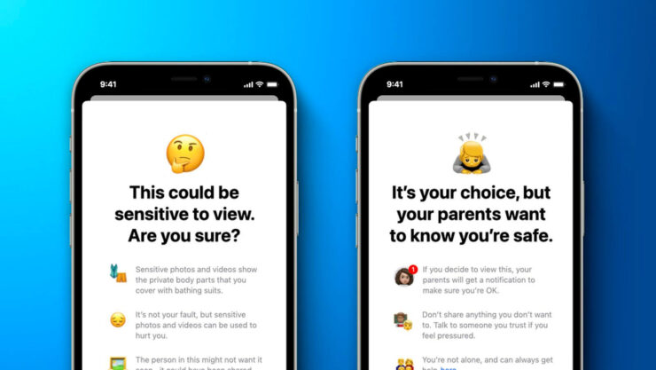 Родительский контроль на iPhone. Если ребёнок получит фото с запрещённым содержимым, система оповестит об этом и его, и его родителей. Фото.