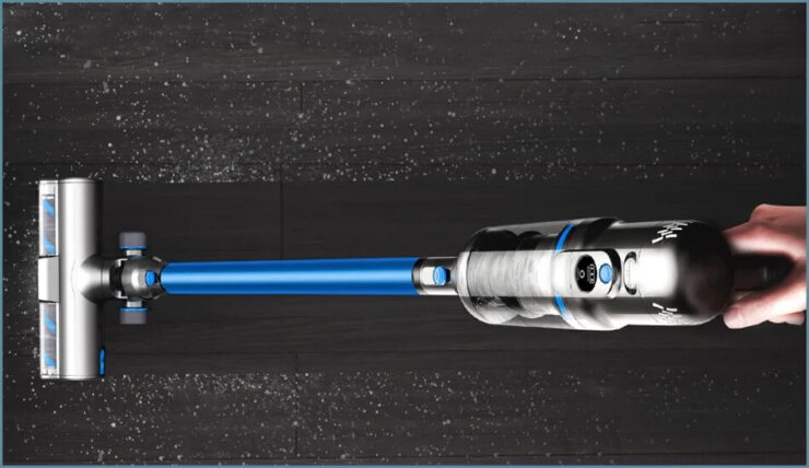 Мощный вертикальный беспроводной пылесос. С помощью мощного движка PUPPYOO T12 Pure засасывает практически все, что возможно. Мощный вертикальный беспроводной пылесос. С помощью мощного движка PUPPYOO T12 Pure засасывает практически все, что возможно. Фото.