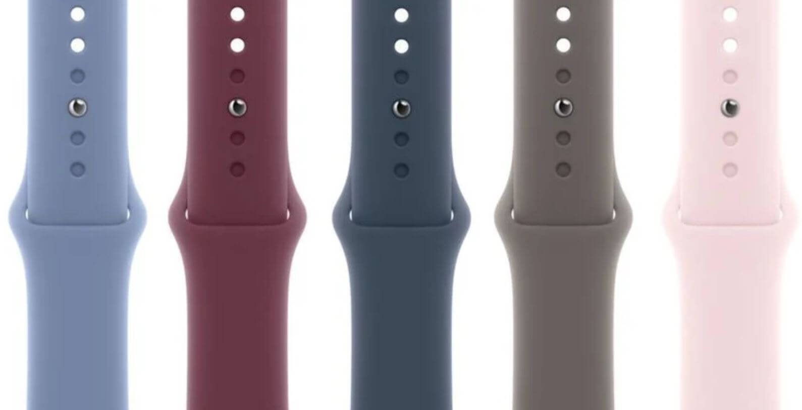 Новые ремешки для Apple Watch 9. Базовые силиконовые ремешки теперь продаются в новых цветах. Новые ремешки для Apple Watch 9. Базовые силиконовые ремешки теперь продаются в новых цветах. Фото.