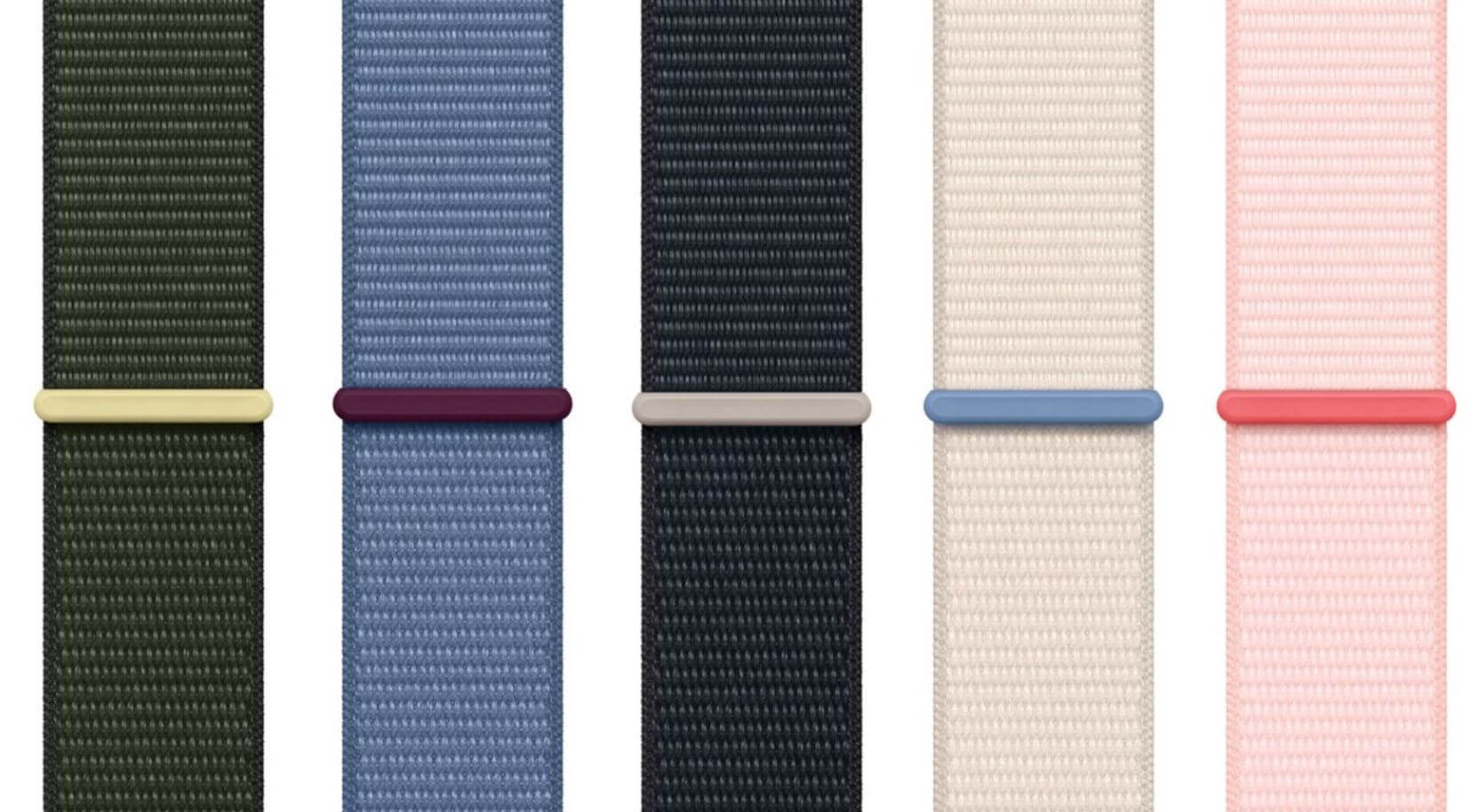 Новые ремешки для Apple Watch 9. Спортивные ремешки с липучкой получили новые цвета. Новые ремешки для Apple Watch 9. Спортивные ремешки с липучкой получили новые цвета. Фото.