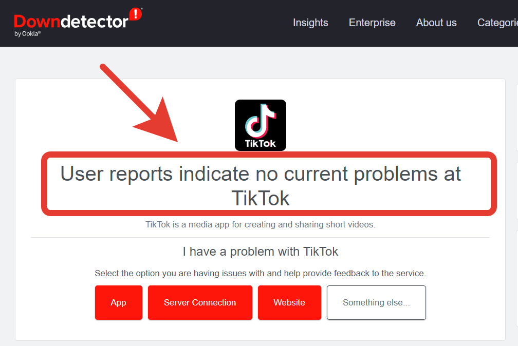 Почему не работает Тик Ток. Эта фраза говорит о том, что все работает как надо. Фото.