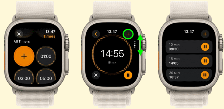 Таймер на Apple Watch. Теперь вы можете поставить на Apple Watch несколько таймеров одновременно. Источник: MacRumors.com. Фото.