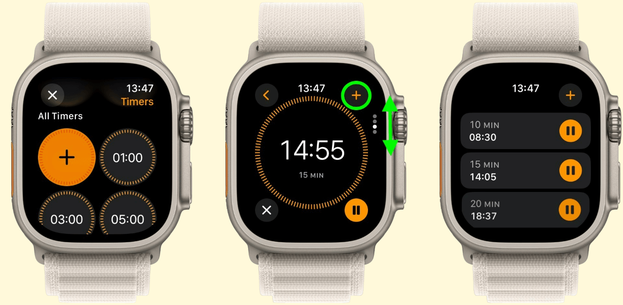 Таймер на Apple Watch. Теперь вы можете поставить на Apple Watch несколько таймеров одновременно. Источник: MacRumors.com. Фото.