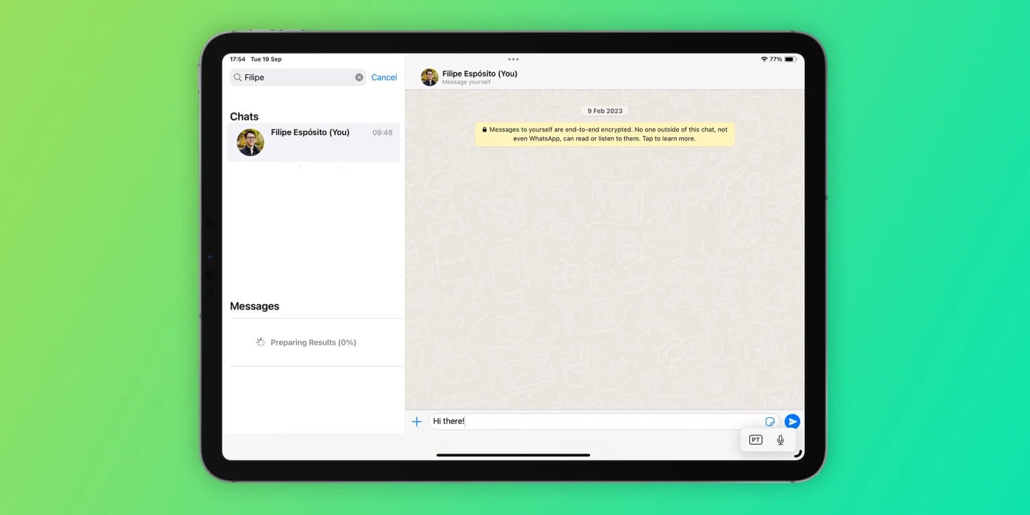 Нативное приложение WhatsApp для iPadOS. Так выглядит интерфейс бета-версии Ватсап для Айпад. Фото.