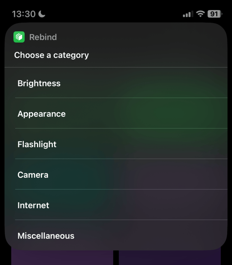 Настроить кнопки на Айфоне. Для удобства все действия в команде разделены на разделы. Фото.