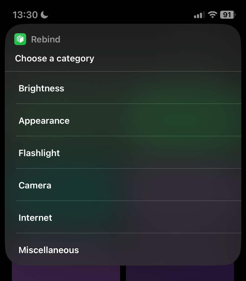 Настроить кнопки на Айфоне. Для удобства все действия в команде разделены на разделы. Фото.