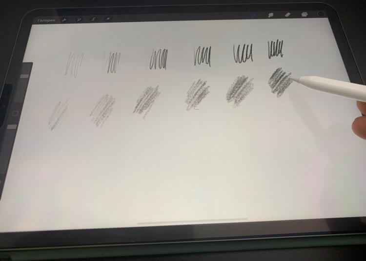 Для чего нужен Apple Pencil. Эти линии нарисованы с разной силой нажатия. Apple Pencil USB-C эту функцию не поддерживает. Источник: onlinetrade.ru. Для чего нужен Apple Pencil. Эти линии нарисованы с разной силой нажатия. Apple Pencil USB-C эту функцию не поддерживает. Источник: onlinetrade.ru. Фото.