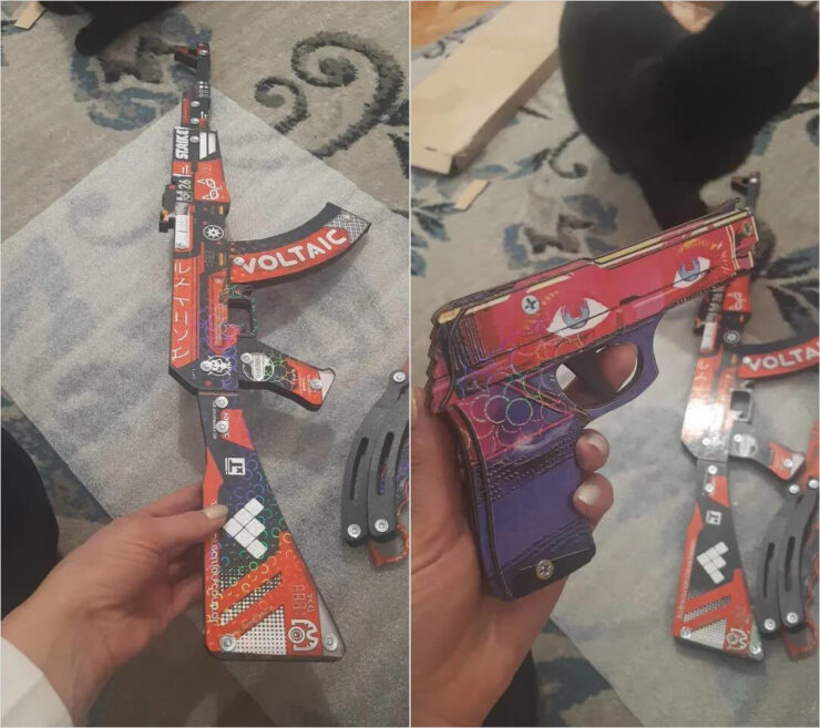 Игрушечный автомат из дерева. Вот такое ружьё хочет получить каждый мальчишка. Игрушечный автомат из дерева. Вот такое ружьё хочет получить каждый мальчишка. Фото.