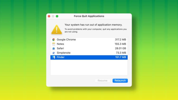 Что делать, если вылетают приложения, и Mac пишет: системе не хватает программной памяти