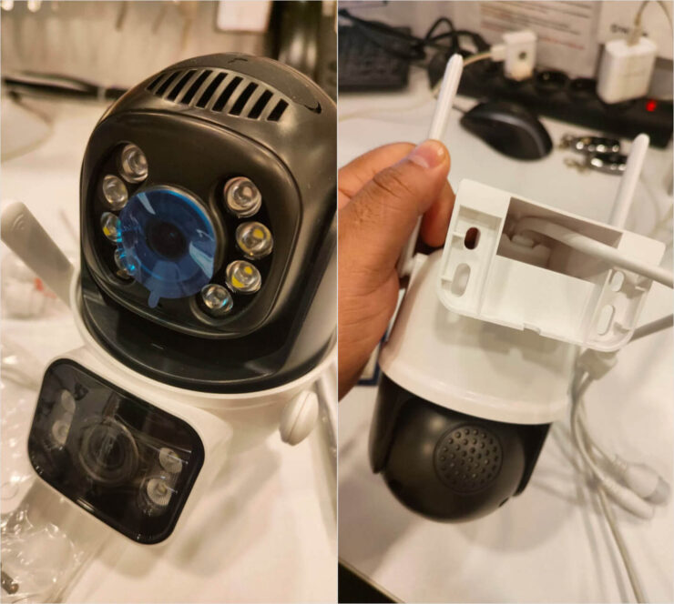 Двойная камера наблюдения с Wi-Fi. Эта камера может писать видео в обе стороны. Двойная камера наблюдения с Wi-Fi. Эта камера может писать видео в обе стороны. Фото.