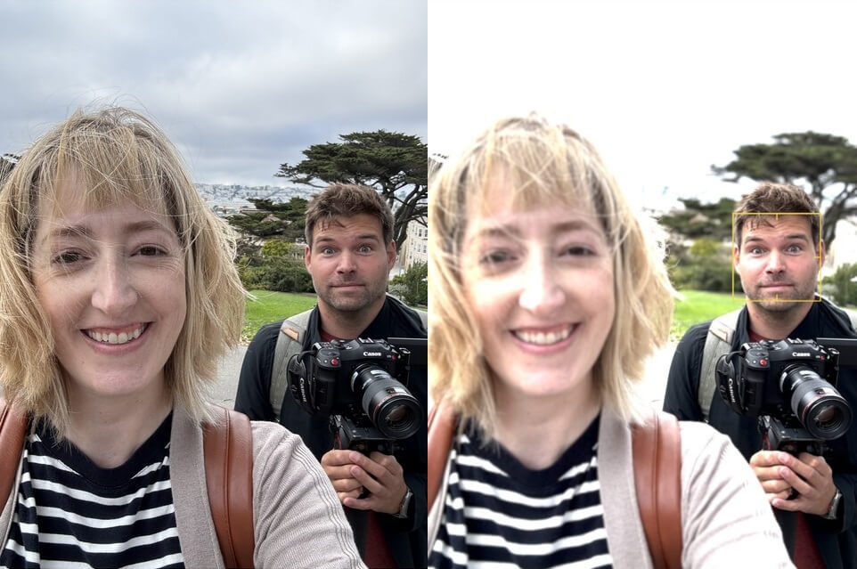 Как изменить фокус на фото на Айфоне. Слева снимок без портретного режима, а справа — с портретным и фокусом на заднем плане. Изображение: theverge.com. Фото.