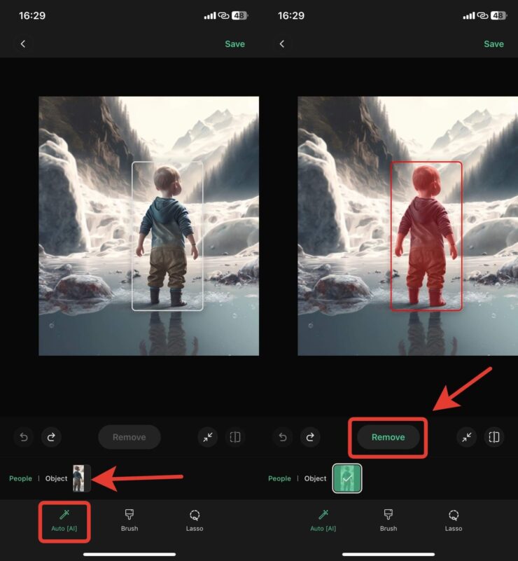 Удалить человека с фото. Автоматический режим очень неплохо справляется с выделением объектов на фото. Фото.
