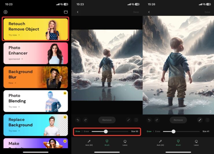 Приложение для удаления объекта с фото. Загрузите в приложение фотографию. Фото.