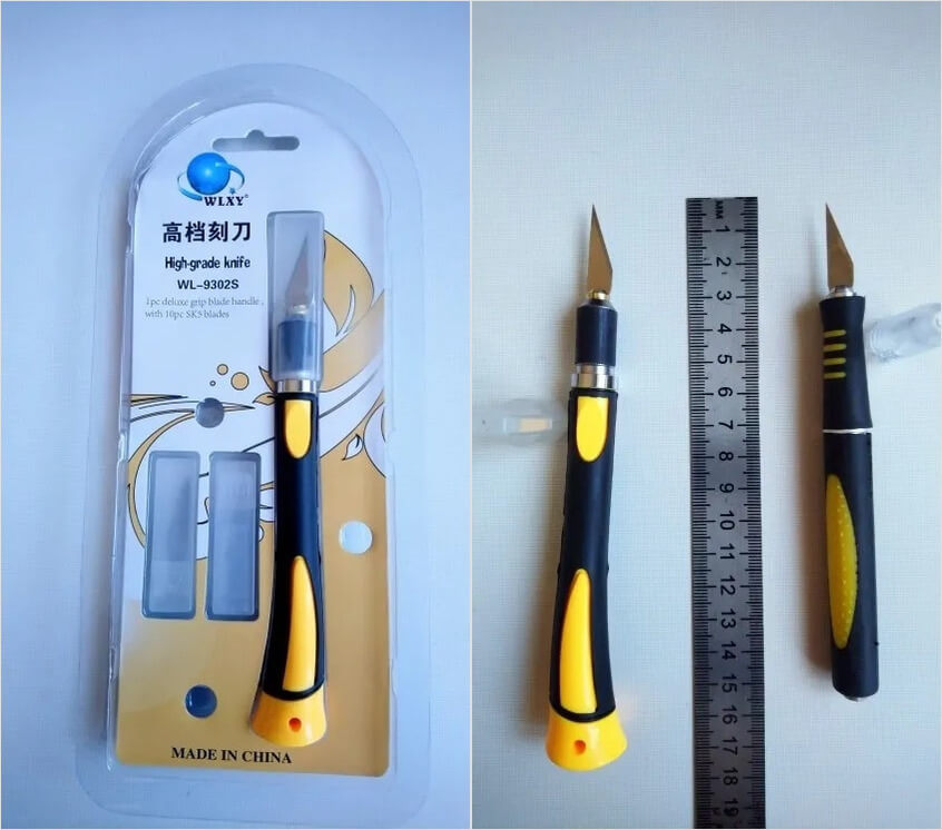 Где взять скальпель со сменными лезвиями. В продаже есть версия с 10 сменными лезвиями в комплекте. Фото.