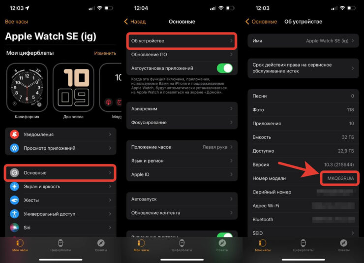 Какие Apple Watch купить. В американской модели вместо RU отображается LL. Фото.