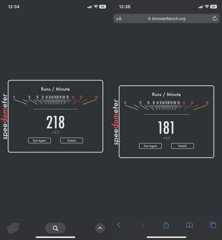Поиск в браузере. Результаты браузера Arc слева на скриншоте. Фото.
