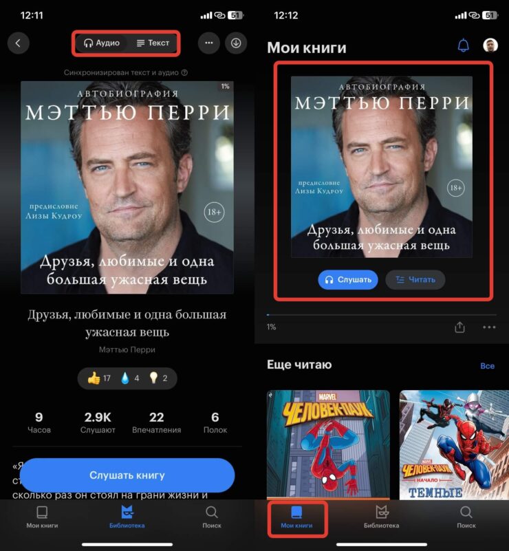 Слушать аудиокниги в Букмейт. Некоторые книги доступны как в аудио, так и в текстовой версии. А еще их очень удобно добавлять в избранное и быстро находить в отдельном разделе. Фото.