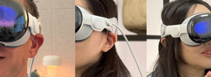 Как надеть Apple Vision Pro. А кто-то, надев Apple Vision Pro, сразу превратится в посмешище. Оцените, как элегантно топорщатся уши при использовании стандартного ремешка. Изображение: Телеграм канал Пекарня. Фото.